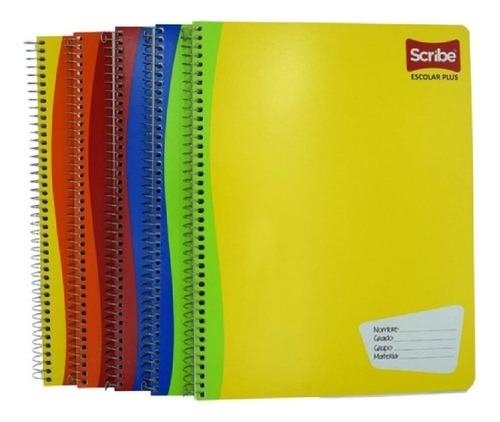 5 Cuadernos Scribe Profesional 100 Hojas Doble Raya Color Multicolor