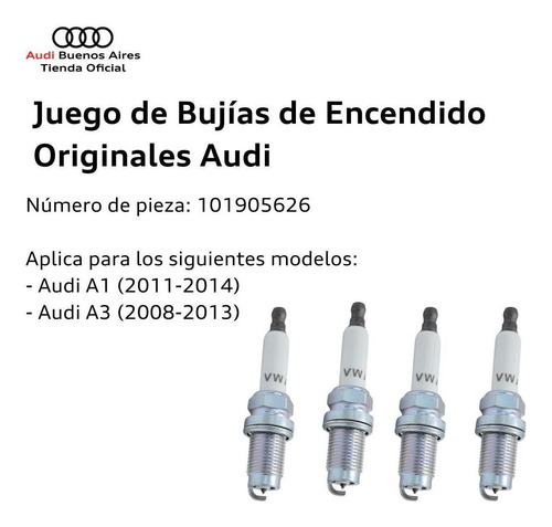 Juego De Bujias De Encendido Audi A3 2011 Al 2013
