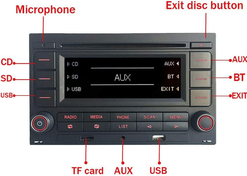 Radio De Coche Estéreo Rcn210 Vw Golf Passat Old Polo Usb Au