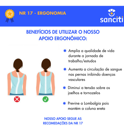 Kit 10 Apoio Ergonômico P/os Pés Ajuste Postura Nr17 Cromado