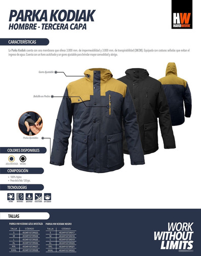 Parka Hw Kodiak Azul Mostaza Hombre