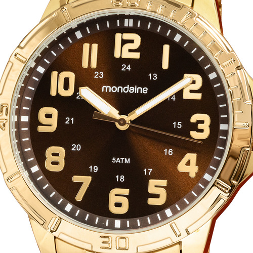 Relógio Masculino Mondaine Dourado Prova D'água Com Iluminator
