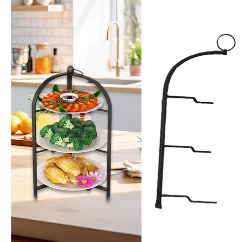 Almacenamiento De Platos De Soporte Para La 3 Capa Negro