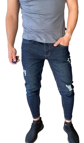 Imagen 2 de 7 de Jeans Destroyed Super Slim Ankle Azul Marino