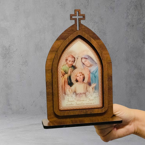 Capela Capelinha Sagrada Família Com Oração 25 Cm