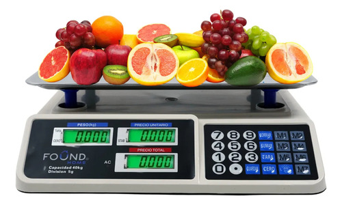 Bascula Digital Comercial Alta Precisión 40kg Comercio Acero Blanco