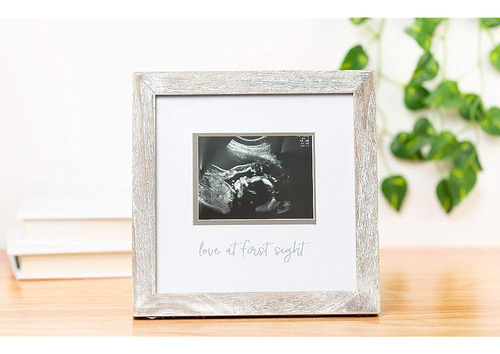 Pearhead Love At First Sight Rustic Sonogram Photo Frame, Ba