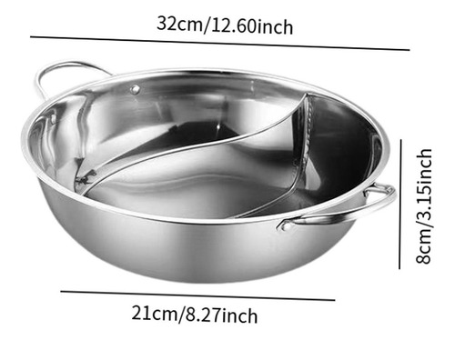Js Olla Caliente De Acero Inoxidable Con División En 32 Cm
