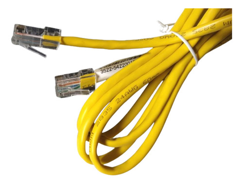 Cable Amarillo Liso Teléfono 1,55 Metros Plano Conector Rj11