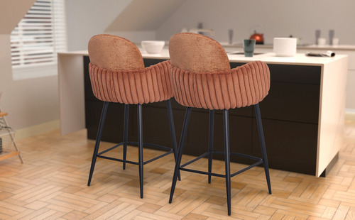 Set 2 Banco Para Barra Desayunadora Para Cocina Y Bar 110cm Acabado De La Estructura Laqueado Color Marrón