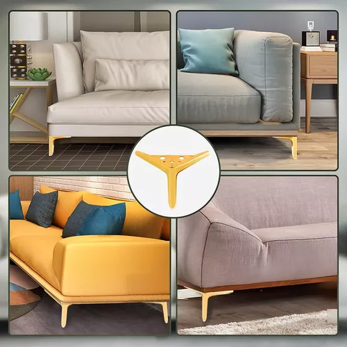Patas de metal para sofá, patas de repuesto para muebles, patas de sofá  doradas resistentes triangulares, juego de 4 (4 pulgadas)