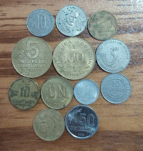 Lote De 12 Monedas Antiguas De Sudamerica