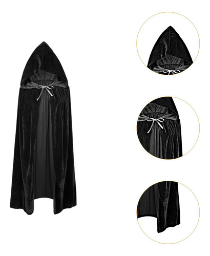Capa Larga Con Capucha Para Halloween, Capa Suave Para
