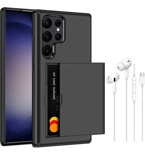 Funda Para Samsung S23 Ultra Con Auriculares Usb C, Negro.