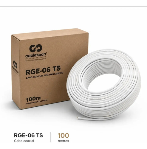 Cabo Coaxial Rg6 Caixa 100m - branco