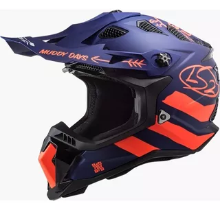 Casco Para Moto Cargo Azul Naranja