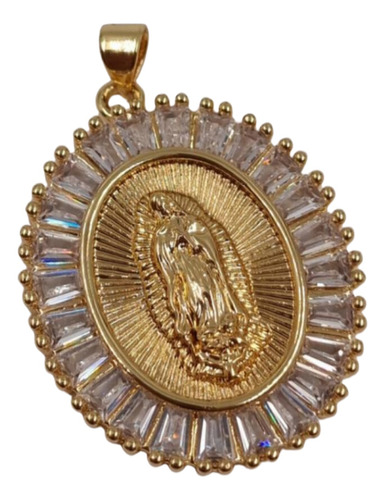 Medalla Virgen De Guadalupe 3.5 Cm Con Circones Más Cadena
