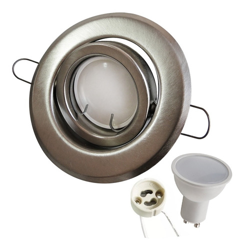Imagen 1 de 10 de Spot Embutir Platil Circular Con Dicroica Led 7w Pack X10