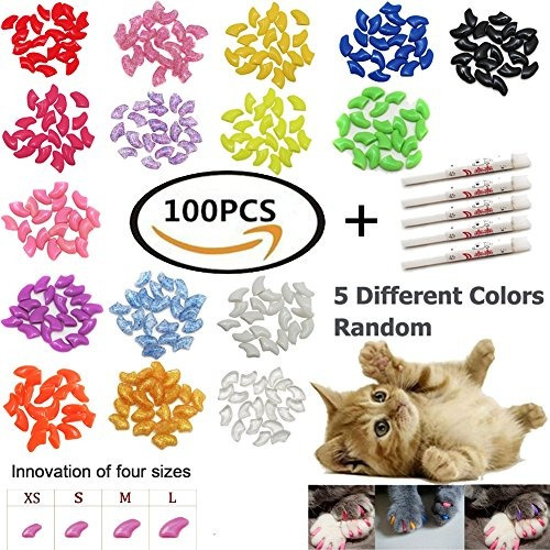 100 Pcs Soft Pet Cat Nail Caps Victhy Gatos Patas Aseo Garra