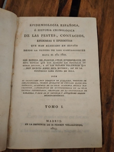 Epidemiología Española.pestes,contagios.jd Villalba 1803(30o