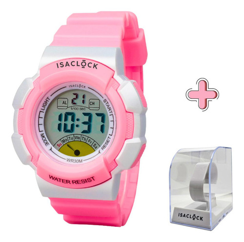 Relogio Infantil Feminino Kids Digital Rosa Isaclock Resistente Criança Menina Irf001