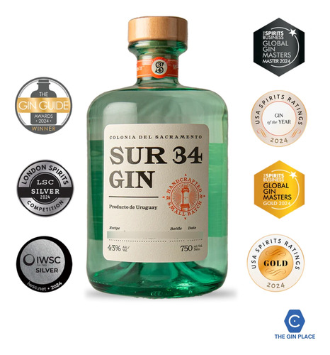 Sur 34 Gin Premium Craft 750 Cc De Uruguay - The Gin Place