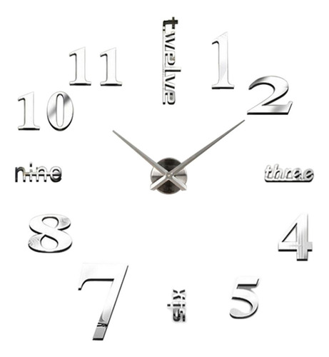 Reloj De Pared Para Bricolaje, Espejo 3d Silencioso, Pegatin