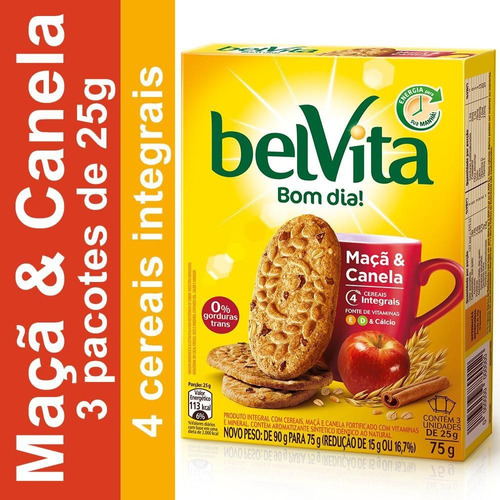 Biscoito Maçã Canela Belvita 75g