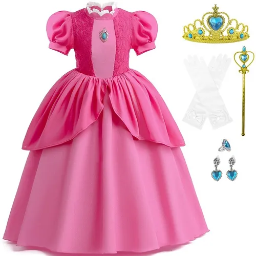 2023 Vestido de fiesta de princesa para niñas, disfraz rosa