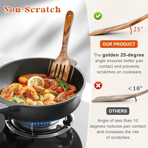 2 Espátulas De Madera Para Cocinar, Set De Espátula Sólida Y