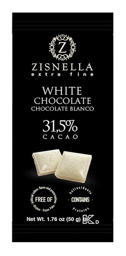 Imagen 2 de 2 de Zisnella Chocolate Blanco 31,5% Cacao, 12 Unid De 50g