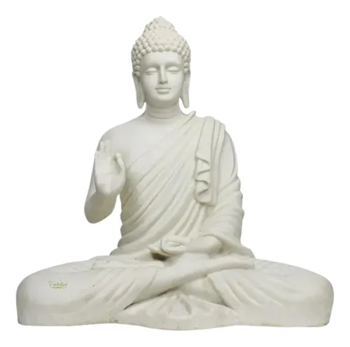 Buda Sentado Adorno Decoracion Relajacion 25 Cm Color Blanco
