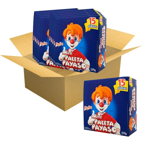 Caja Mini Paleta Payaso Ricolino 15 Pz Con 12 Displays