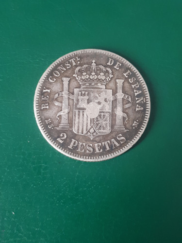 España 1882 2 Pesetas Plata (Usado)