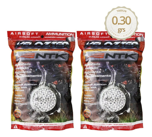 Kit Bb Airsoft 0,30g Velozter Ntk Branca 2 Pacotes 7000 Unid