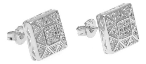 Pendientes Para Hombre, Broche Cuadrado De Cristal De Strass