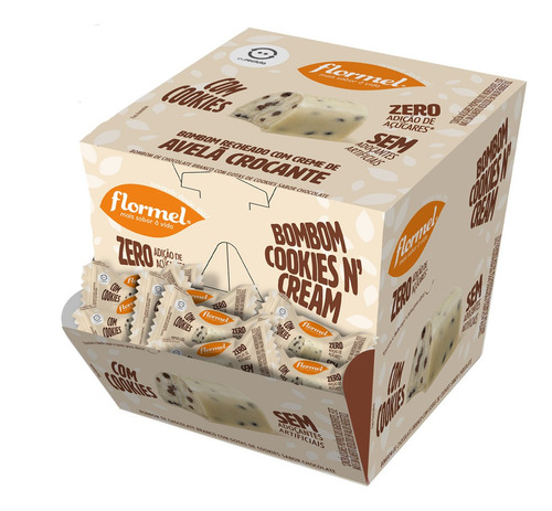 Bombom Com Cookies Cream Display Com 18 Un. De 15g - Flormel