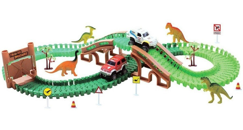 Imagem 1 de 3 de Trilha Maluca Pista Dos Dinossauros Carrinho Blocos Montar