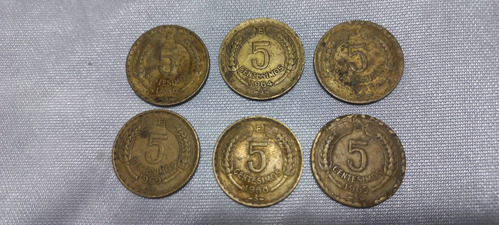 Antiguas Monedas De 5 Centesimos Lotes De 6 Unidades 