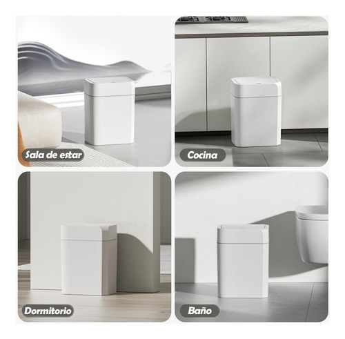2pzs Botes De Basura Inteligente Con Tapa Para Baño Cocina Blanco
