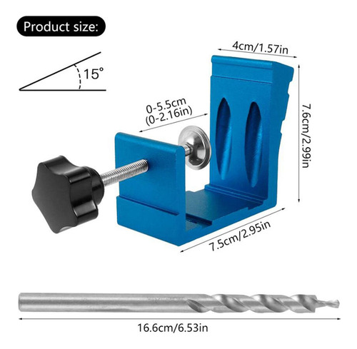 Carpinteros 15 ° Agujero Bolsillo Jig Paso Oblicuo