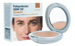 Fotoprotector Isdin Compacto Cremoso Oil Free Spf 50 Protector Solar Matificante Pieles Grasas Tonos Bronce / Dorado