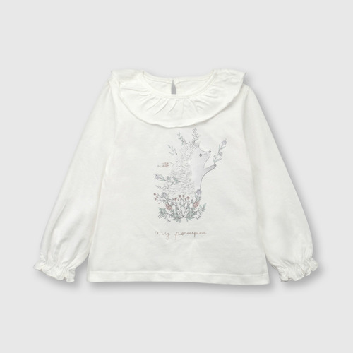 Polera De Bebé Niña Puercoespín Off White (3 A 36 Meses)