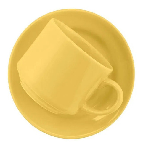 Set X6 Taza De Té Con Plato Biona Donna De Cerámica Kuchen Color Amarillo