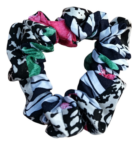 Set X 2 Scrunchies Colitas De Pelo Lgbt Upcycling Pachwork Blanco Y Negro Patchwork Jazpeada