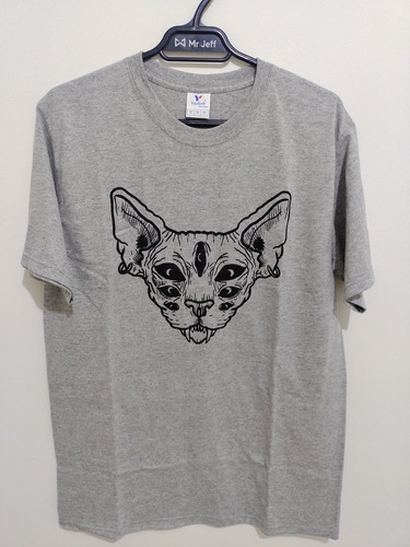 Polera Unisex Gatito Místico Estampado Serigrafía 100% Algod