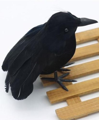 Modelo Simulação Pássaro Corvo Negro Animal Halloween