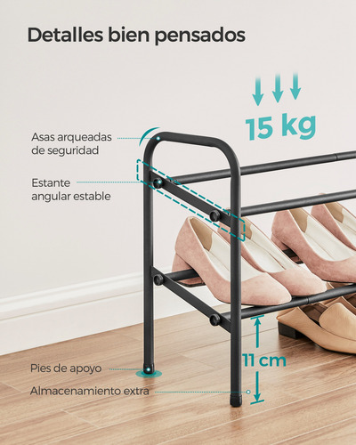 Zapatero Extensible De 2 Niveles Estantería Ajustable Acero