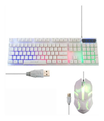 Combo Gamer Teclado Mouse Led Blanco M-400