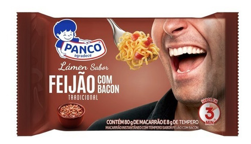 Macarrão Instantâneo Lámen Feijão Com Bacon Miojo Panco 80g